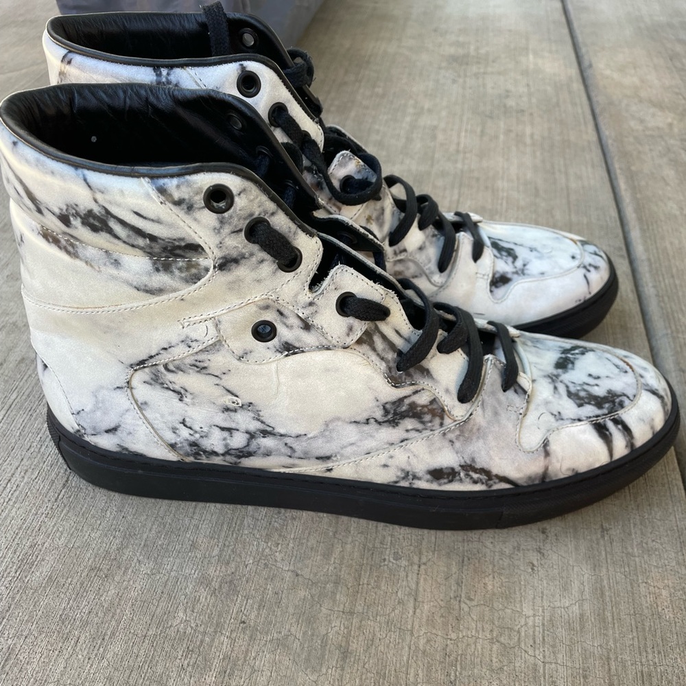 Balenciaga Marble Hightop Sneakers Size 43 White